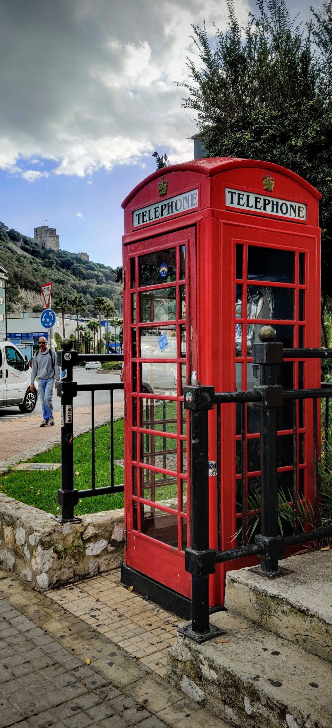 A British style red telephone booth